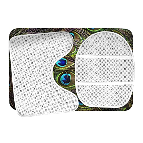 MBNGGAB Badematte + Konturmatte + Toilettendeckelbezug, frischer Pfau 3 Stück Badematte Set, mit rutschfester Klebeunterseite – Bild 7