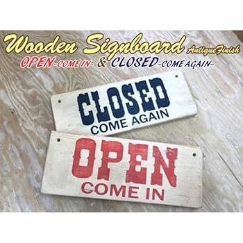 Amazon | アンティーク調 おしゃれ 天然木 無垢材 木製サイン