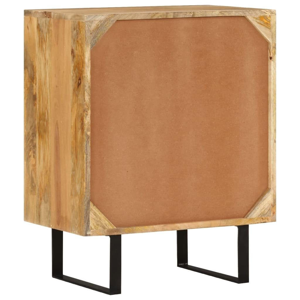 Buffet en bois de manguier massif avec 2 portes, dimensions 55 cm de large, 35 cm de profondeur et 70 cm de haut, design classique avec beaucoup d'espace de rangement