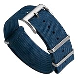 WatchGecko Ridge Cinturino Per Orologio In Nylon Militare. Cinturino Di Ricambio Per Orologi Da Polso Robusto, Ad Asciugatura Rapida E Sicuro Per Attività All'aperto. 22mm, Blu