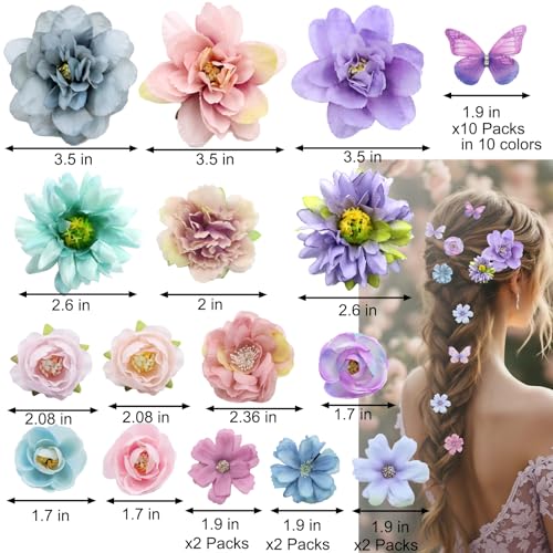 Set 28 Pzas Pinzas de Mariposa y Flores, Accesorios miniatura 2