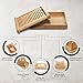 Kitchen Seven Bamboo Bread Slicer with Crumb Tray Bamboo Bread Cutter for Homemade Bread, Loaf Cakes, Bagels Slicer, 3 Slice Sizes, Adjustable, Compact, Foldable