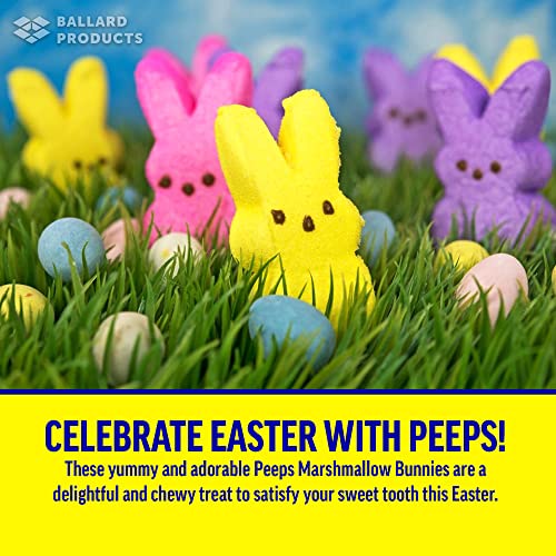 Peeps Marshmallow Candy Bunnies Variety Pack Of 3-3 Packs Of 8 Marshmallows Each - Purple, Yellow, And Blue Marshmallow Peeps - Bundle With Ballard Products Moist Towelette #TOP3