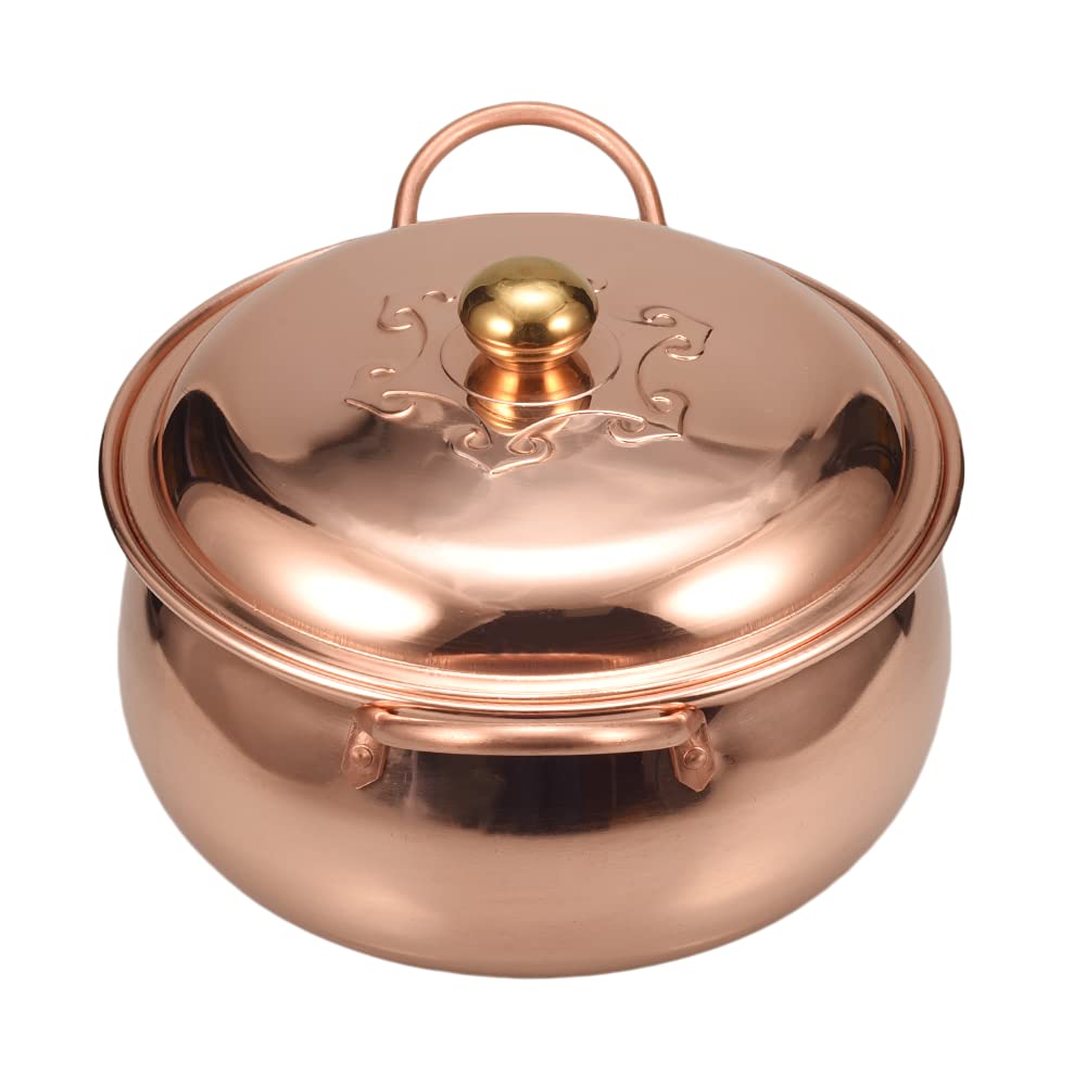 YINOX - Faitout en cuivre pur - 24 cm - Fait main - Martelé et poli - Pour cuisinière à gaz