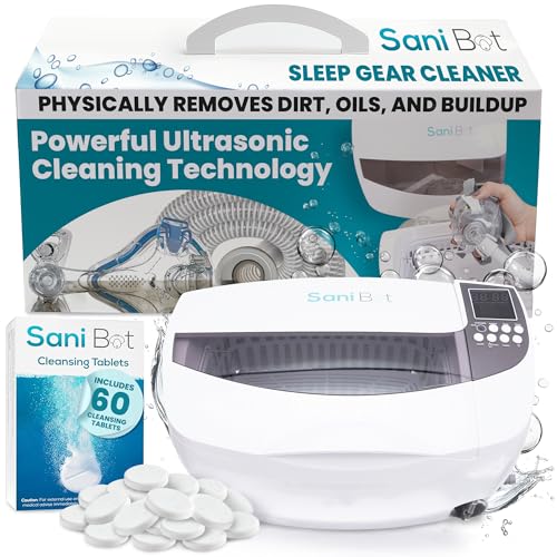 Sani Bot D3 Sleep Gear Cleaning – Cleaner with 60 Tablets, Ideal for Home Use and Sleep Gear, Mask, Hose Maintenance – Stainless Steel Reservoir 3 Liter Tank (9.8' w x 6.9' h x 3.1' d)