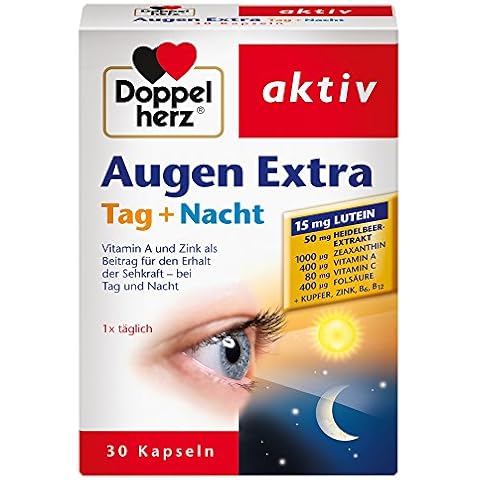 Doppelherz Augen Extra Tag + Nacht - mit Vitamin A und Zink für den Erhalt der normalen Sehkraft - 30 Kapseln (1er Pack) Cover