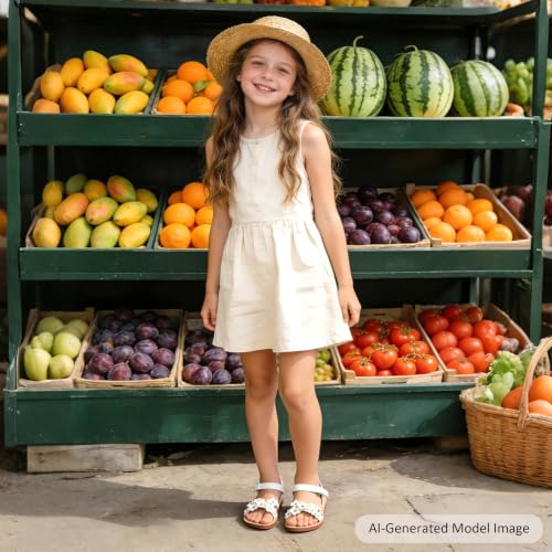 Image of Felix & Flora Toddler Girl Sandals -Flower Girl Dress Shoes Open Toe Little Kid Flats