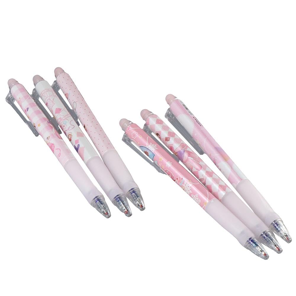 Risedot Retractable Erasable Pens, Blue Funny 14.5cm Gel Pens, Colorful 6Pcs Rollerball Pen Home, Pink - Image 4