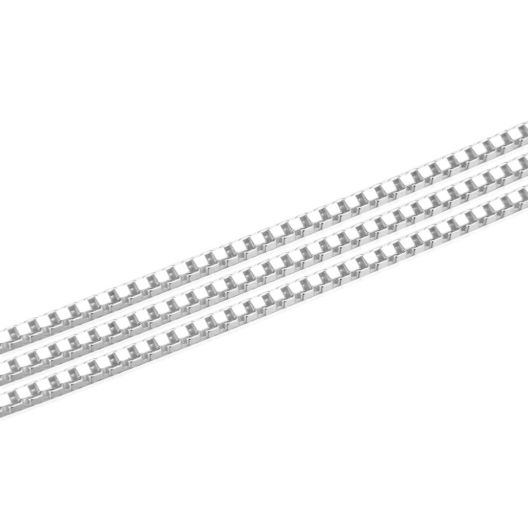 Adabele 10 Feet Authentic 925 Sterling Silver Unfinished Venetian Box Chain Link 3mm Strong Bulk Hypoallergenic Nickel Free for DIY Craft Jewelry Making SSK-E6