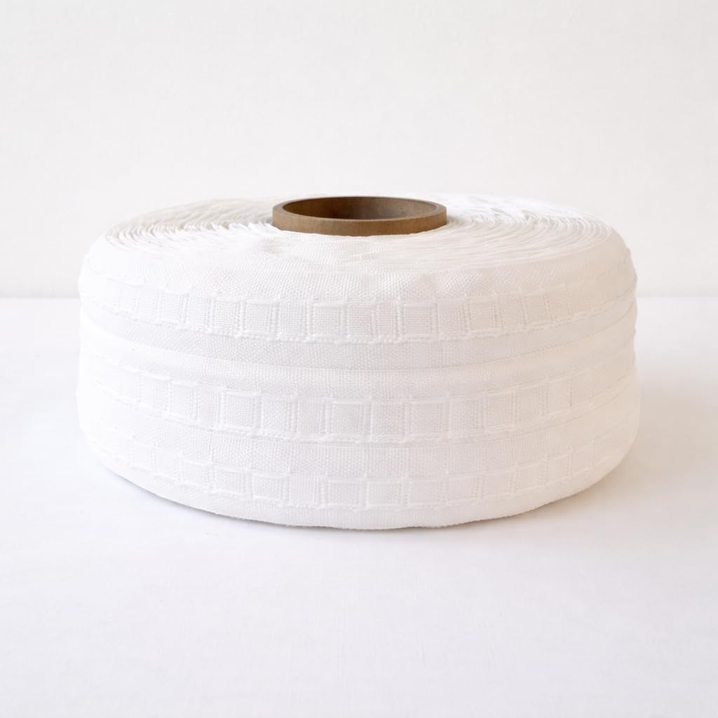 Discover Lifestyle & Fashion Fabrics 25mm (1”) Wide Pencil Pleat Curtain Tape – Standard Header Curtain Heading Tape for Curtains & Drapes, Easy Sew, White, Choice of Lengths (1 Metre)