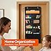 SUNEE 5 Pockets Hanging Wall File Organizer, Black Storage Pocket Chart for File Folder and Paper, Space Saver for Office and Classroom, with Wall Hangers, Over The Door Hooks, Labels