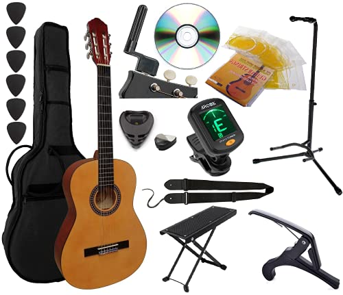 Pack Guitare Classique 4/4 (Adulte) 11 Accessoires Cour Vidéo et DVD (Naturel) - Les Beatles, Paul McCartney, John Lennon, RIngo Starr, George Harrison Pack Guitare Classique 4/4 (Adulte) 11 Accessoires Cour Vidéo et DVD (Naturel)