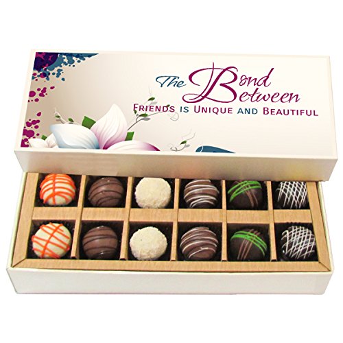 Image of Chocholik Friendship Gift - The Bond Between Friends is Unique and Beautiful - Dark, Milk, White Chocolate Truffles - 12pc