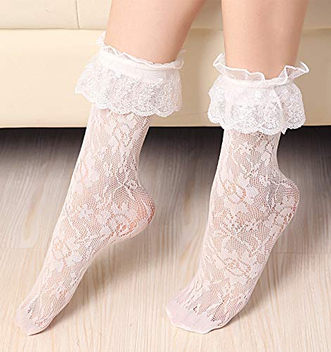 Lovful Women's Lace Anklet Sock with Ruffle, 2 Pairs Set3