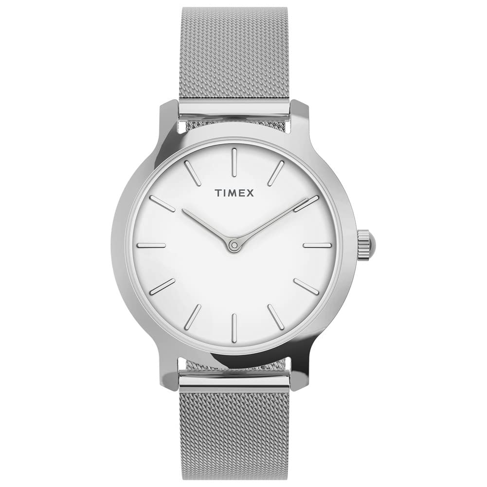 Timex Women's Transcend 31 mm Watch - Stainless Steel Mesh Bracelet and White Dial TW2U86700