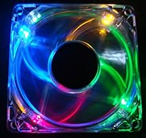 5 Stars Computer 80mm, 8cm Quad-4 Multi-Color RGB LED Computer Desktop PC Case Clear Cooling Fan, 3 and 4 pin Connector with Screws, Quiet and Silent