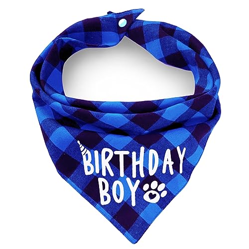 Plaid Dog Bandana with Button, Dual Layer Soft Cotton Triangle Dog Scarf Kerchief Washable Girl Boy Dog Bandanas Adjustable Accessories for Small Medium Large Extra Large Dog Puppy Pet