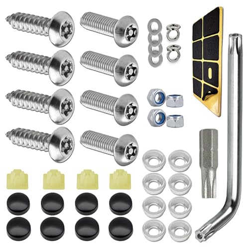 8PCS Anti Theft License Plate Screws, Tamper Resistant Licence Plate Kit, Stainless Steel License Plate Screws for Protection Car License Plates