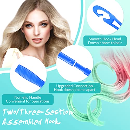 4 Pcs Hair Curlers Hook Spiral Curls Hook 13.8 Inch 22 Inch Styling Hair Hook Extended Heatless Curls Hook For Long Wave Hair Curlers, Blue, Rose Red #TOP2