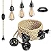 Produktbild GreenSun Pendelleuchte Kit Dimmbar Switch Vintage Lampenkabel, Modern Industrielle Textilkabel Pendelleuchte Kit mit 4,5M gedrehten Hanfseil E27 fassung mit kabel, 3 Lampenaufhängung ohne Glühbirne