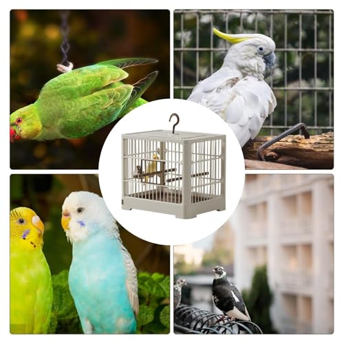 Besreey Small Bird Travel Cage, 30x23x26cm Portable Bird Container Bird Travel Carrier, Lightweight, Detachable Tray, Hook Handle, Breathable Bird Carrier, Parrot Cage - Image 5
