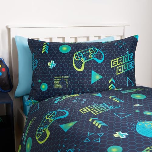 OHS Gaming Duvet Set Single, Reversible Quilt Covers Ultra Soft Comfy Gaming Duvet Bedding for Boys Single Covers with Pillowcase Gamer Gifts for Kids - Green/Blue - Image 5