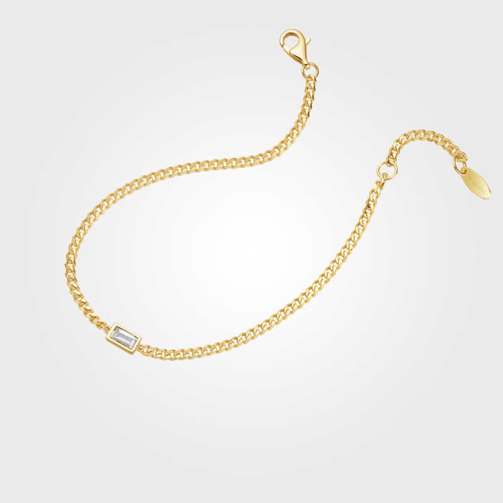 Bracelet breloques en or jaune 9 K/14 K/18 carats, blanc 0,14 carats, créé en laboratoire, diamant classique, taille émeraude, véritable bracelet en or véritable 750/585/375