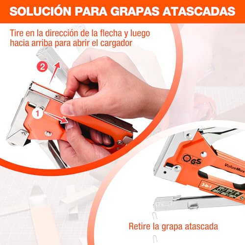 Miniatura 7 de Valuemax Grapadora Manual 3 En 1, Grapadora Tapicero, Pistola Grapadora Con 3000 Grapas Y Quita-Grapas, Para Madera, Tapicería, Decoración, Muebles