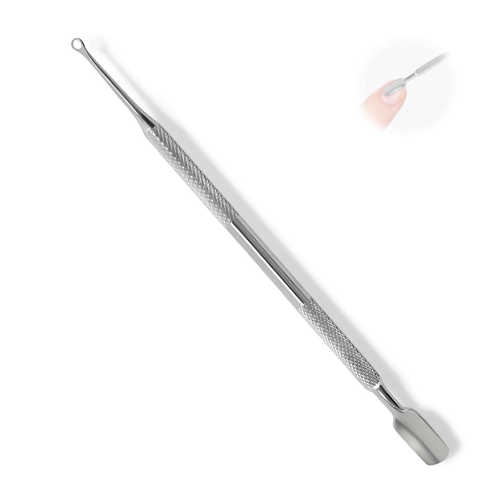 Nevoluxer Dual Head Cuticle Pusher & Remover Tool, Stainless Steel Nail Cuticle Pusher for Manicure Pedicure Home Use