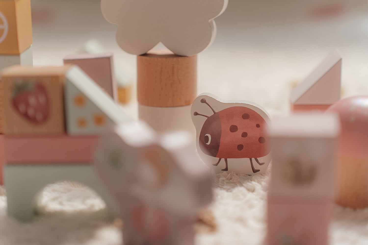 Little Dutch 7345 bloques de construcción de madera FSC 50 unidades en caja – Fairy Garden rosa