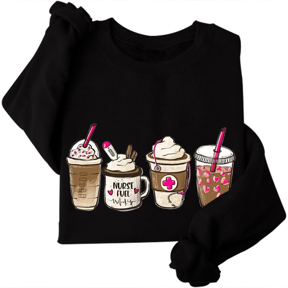 DIOMMELL Unisex-Adult Nurse Sweatshirt - Medical/Nurse, Coffee, Emergency Theme