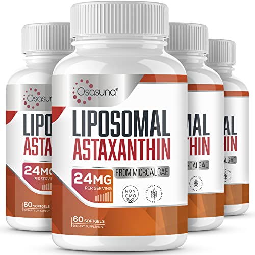 Liposomal Astaxanthin Supplement 24Mg, Maximum Absorption, Antioxidant Stronger Than Vit C, Non-Gmo & Gluten Free - 240 Softgels #TOP19