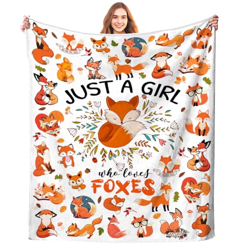 Fox Blanket for Women Girls Soft Lightweight Flannel Throw Blankets Foxes Gifts for Fox Lovers Bedding Adults 50X40