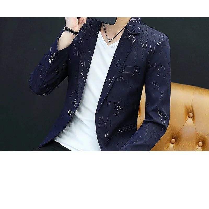 Men's Slim Fit Casual Blazer with Fashion Print & Hot Stamping Stripe - Business & Party Suit Jacket3