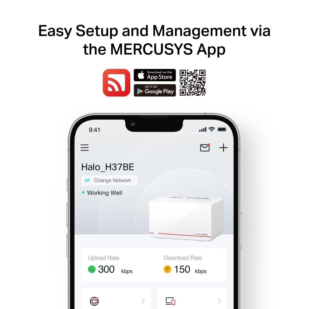 MERCUSYS Halo H37BE - Sistema Mesh Wi-Fi 7 3 Unidades – Cobertura hasta 650 m², Velocidad Dual-Band 6,5 Gbps, Puertos 2×2,5G + 1×1G, Soporte para más de 200 Dispositivos