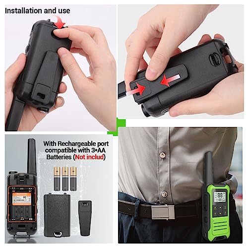 Image of Walkie Talkies Long Range Rechargeable Walkie Talkie for Adults, Baofeng F22 FRS Radio Walky Talky Family Walkie-Talkie with Flashlight 1400 mAh Battery USB Charger for Camping Trip (2 Pack)