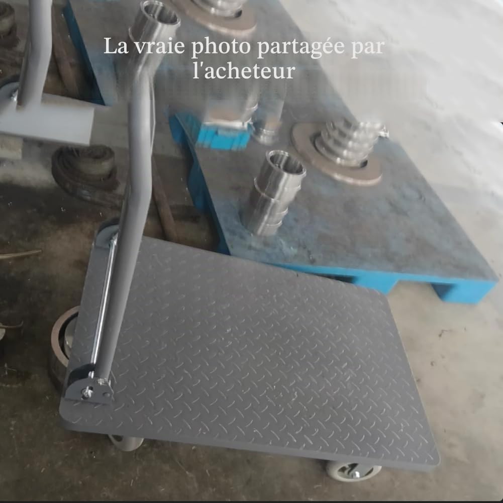 Chariot à Plateforme de Transport Pliable 500 kg ，Grandes Roues Heavy Duty- Chariot de Magasin manutention Stockage Pneus en Caoutchouc Plein roulettes silencieuses (90 x 60 cm)