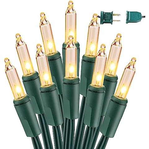 BrizLabs Clear Christmas Lights Outdoor 300 Count 69.6ft Incandescent Christmas Lights Connectable Warm White String Lights UL Certified Xmas Mini Lights Green Wire for Indoor Tree Holiday Party Decor Cover