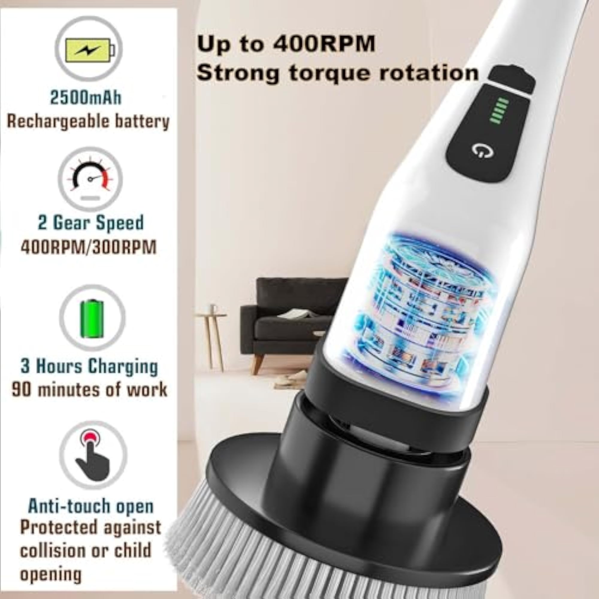 MGLS Deet Electric Spin Scrubber Cleaning Brush Kit