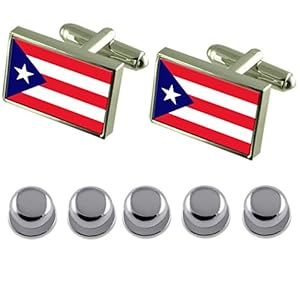 Select Gifts Shirt Jurk Studs Puerto Rico Vlag Manchetknopen
