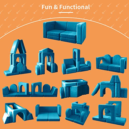Wanan Kids Couch 10Pcs, Toddler Couch With Modular Kids Couch For Playroom Bedroom, 10 In 1 Multifunctional Toddler Couch For Playing, Creativing, Sleeping, Indoor Kids Sofa (Blue) #TOP3