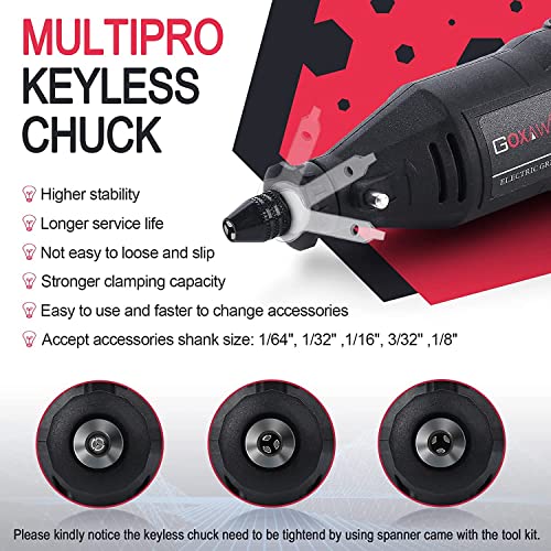 Goxawee G4007-US Rotary Tool Kit With Multipro Keyless Chuck And Flex Shaft -140Pcs Accessories Variable Speed Electric Drill Set thumb #6