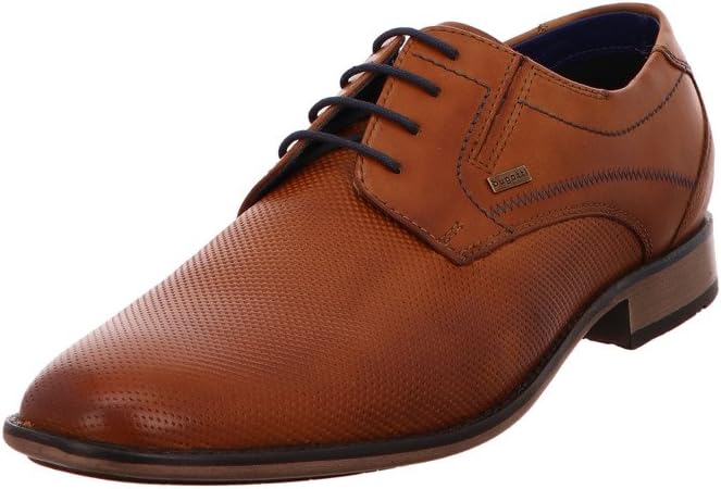 bugatti Herren Business Halbschuh aus Leder, Derby mit Hand Finish und Perforation