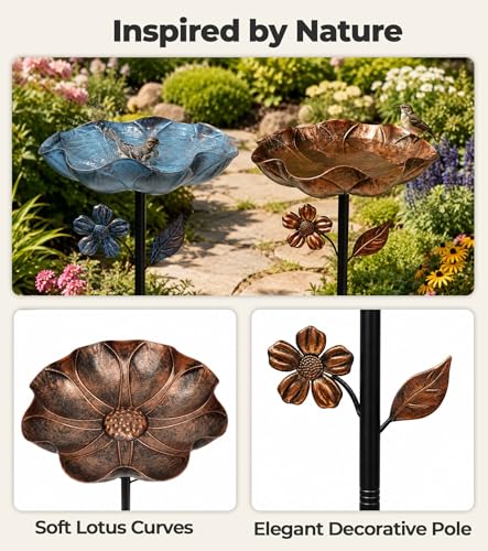 Twirleternity 2PCS 11” Dia Metal Bird Bath for Outside — view 3