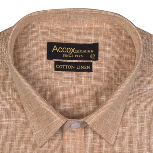 Image of ACCOX Men's Half Sleeves Cotton Linen Formal Regular Fit Solid Plain Shirt(Multi,GO545)