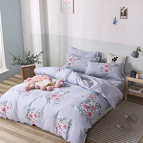 ZXX. 4 Piece Duvet Cover Sets Queen, Cotton Design Duvet Cover with 1 Comforter Cover 1 Bed Sheet and 2 Pillow, Reversible Stripes Printed Bedding Set