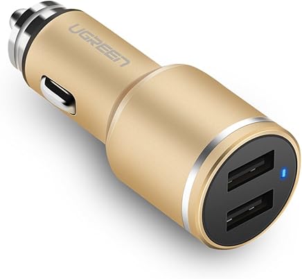 UGREEN Cargador de Coche, Cagador de Veh?culo 24W 4.8A Doble USB, Adaptador Autom?vil para iPhone X 8 7 iPad, Nexus 7, Samsung Galaxy S8 S8 Plus S9 S9 Plus, Motorola, Tablet y M?s - Dorado