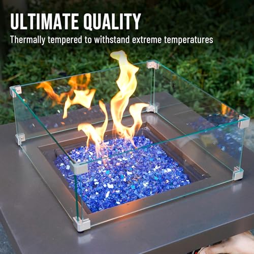 Image of Skyflame High Luster 10-Pound Fire Glass for Fire Pit Fireplace Landscaping, 1 /4-Inch Cobalt Blue Reflective