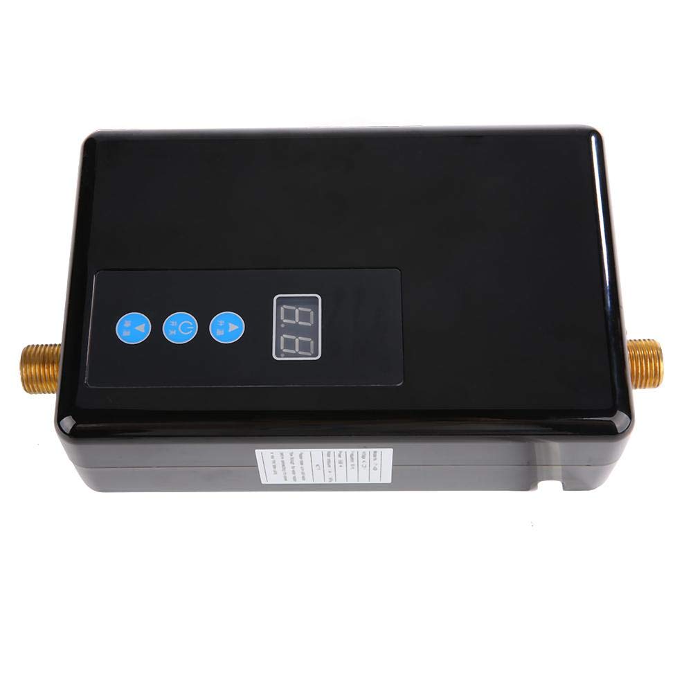 Natychmiastowy podgrzewacz wody, 5,5 kW przy 220 V, mini automatyczny podgrzewacz wody, zbiornik 3 sekundy, system ciepłej wody, zasilanie jednym przyciskiem (czarny)