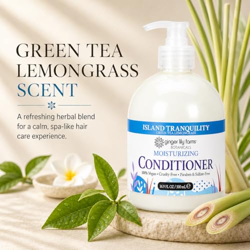Image of Ginger Lily Farms Botanicals Conditioner, 16.9oz /6pk, Island Tranquility | 100% Vegan & Cruelty-Free | Moisturizing Conditioner for All Hair Types